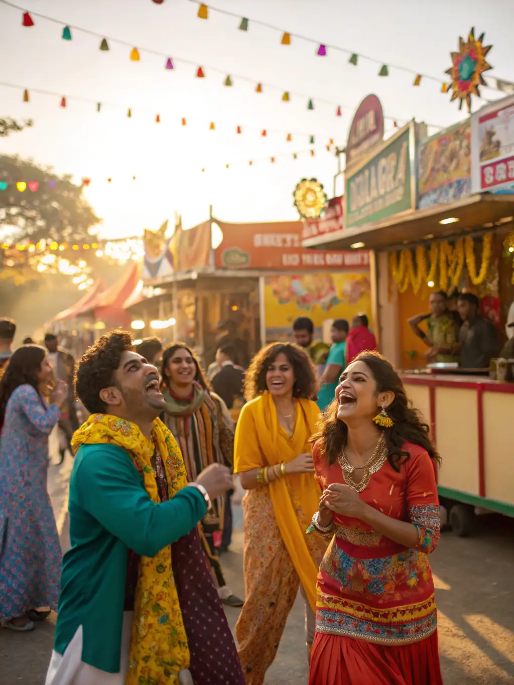 A photo of a COMMISSION FAMILLE cultural festival, showcasing traditional music, dance, and food from diverse backgrounds.